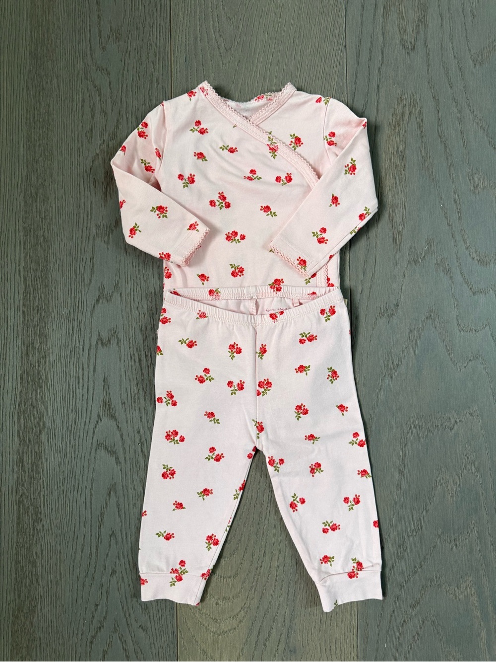 Pink Floral Baby Girls' Matching Bodysuit Set